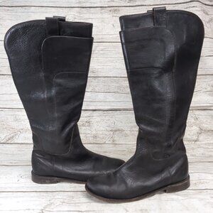 Frye Paige Tall Black Leather Equestrian Riding Boots Women Size 8